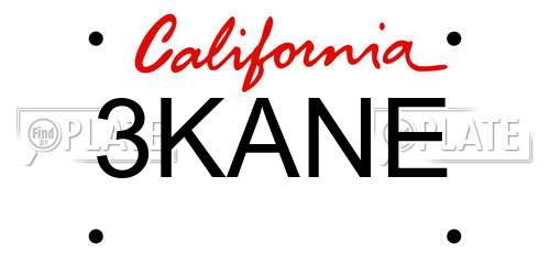 3KANE California License Plate