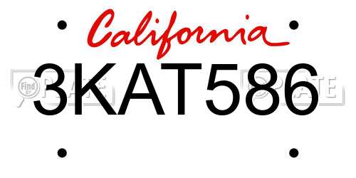 3KAT586 California License Plate