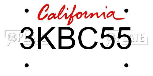 3KBC55 California License Plate