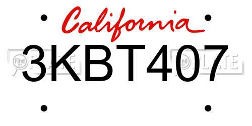 3KBT407 California License Plate
