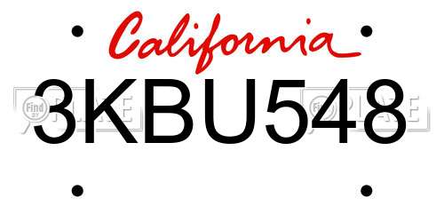 3KBU548 California License Plate