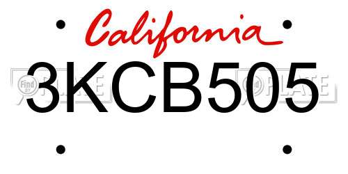3KCB505 California License Plate