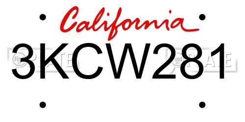 3KCW281 California License Plate