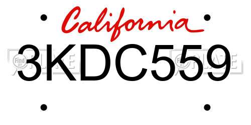 3KDC559 California License Plate