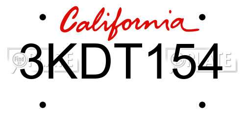 3KDT154 California License Plate