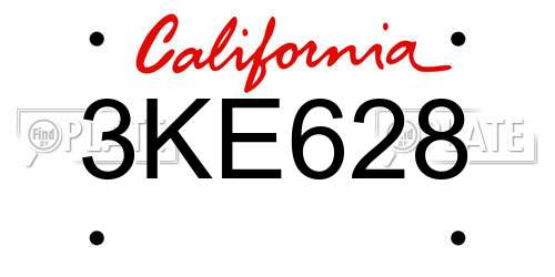 3KE628 California License Plate