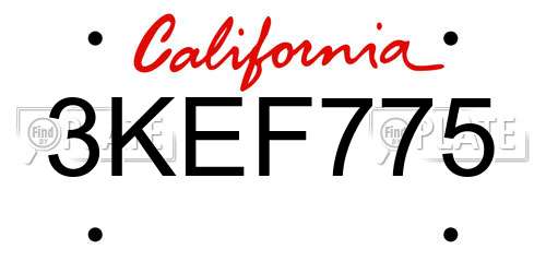 3KEF775 California License Plate