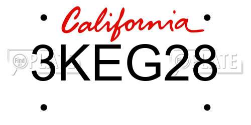 3KEG28 California License Plate