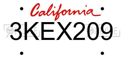 3KEX209 California License Plate