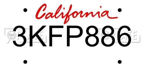 3KFP886 California License Plate