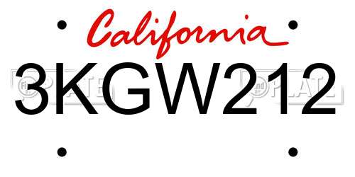 3KGW212 California License Plate