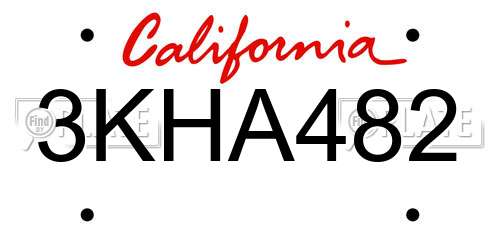 3KHA482 California License Plate