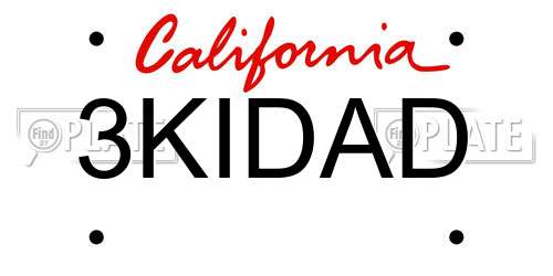3KIDAD California License Plate