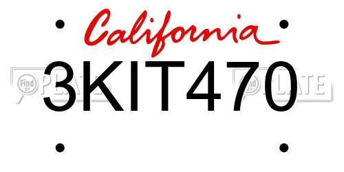 3KIT470 California License Plate