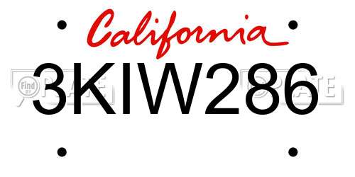 3KIW286 California License Plate