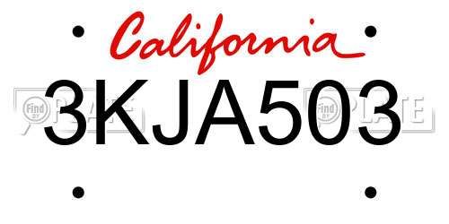 3KJA503 California License Plate