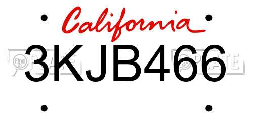 3KJB466 California License Plate