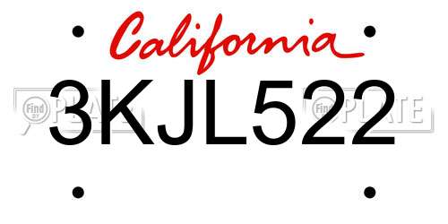 3KJL522 California License Plate