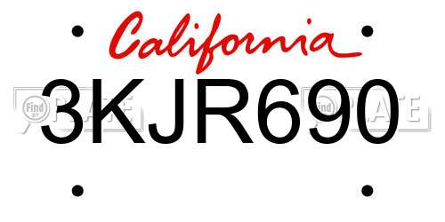3KJR690 California License Plate