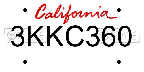 3KKC360 California License Plate