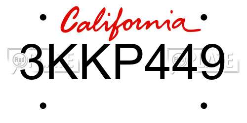 3KKP449 California License Plate