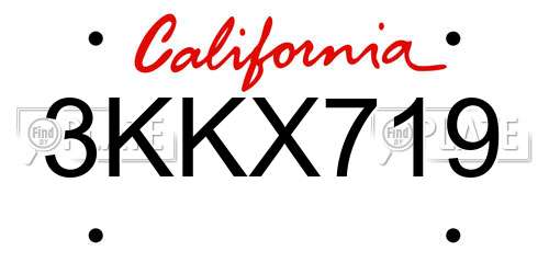 3KKX719 California License Plate