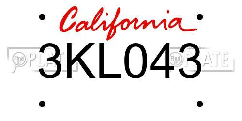 3KL043 California License Plate