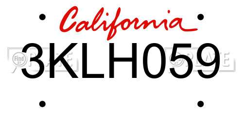3KLH059 California License Plate