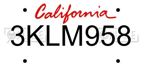 3KLM958 California License Plate