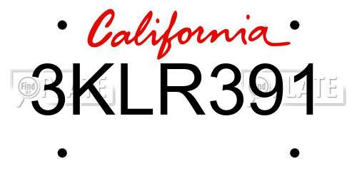 3KLR391 California License Plate