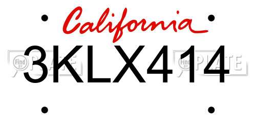 3KLX414 California License Plate
