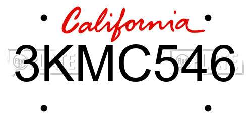 3KMC546 California License Plate