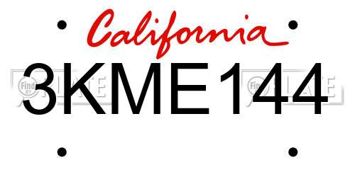 3KME144 California License Plate