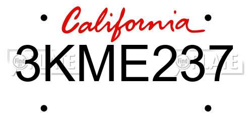 3KME237 California License Plate