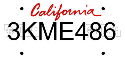 3KME486 California License Plate