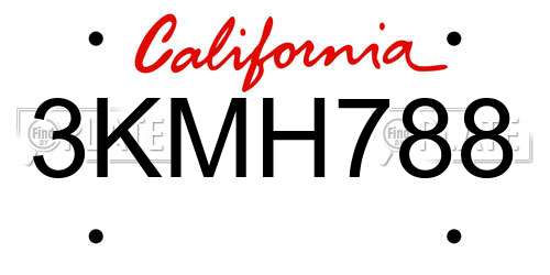 3KMH788 California License Plate