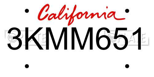3KMM651 California License Plate
