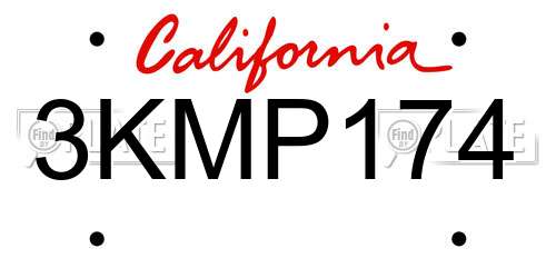 3KMP174 California License Plate