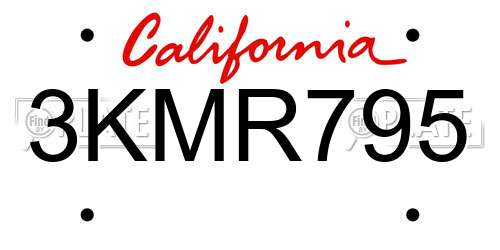 3KMR795 California License Plate