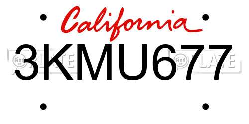 3KMU677 California License Plate