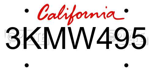 3KMW495 California License Plate