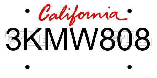 3KMW808 California License Plate