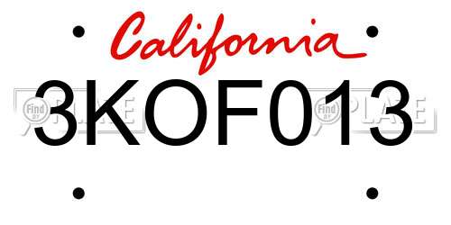 3KOF013 California License Plate