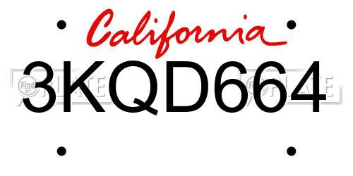 3KQD664 California License Plate