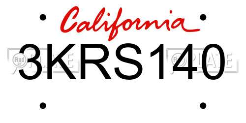 3KRS140 California License Plate