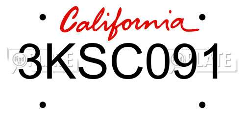 3KSC091 California License Plate