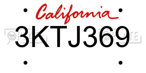 3KTJ369 California License Plate
