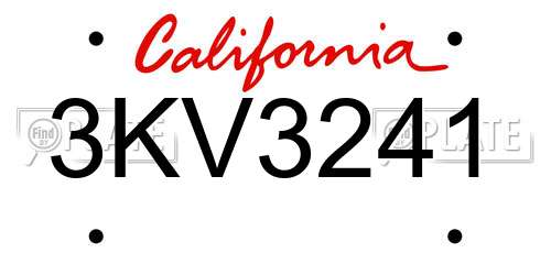 3KV3241 California License Plate