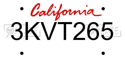3KVT265 California License Plate