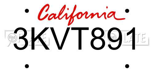 3KVT891 California License Plate